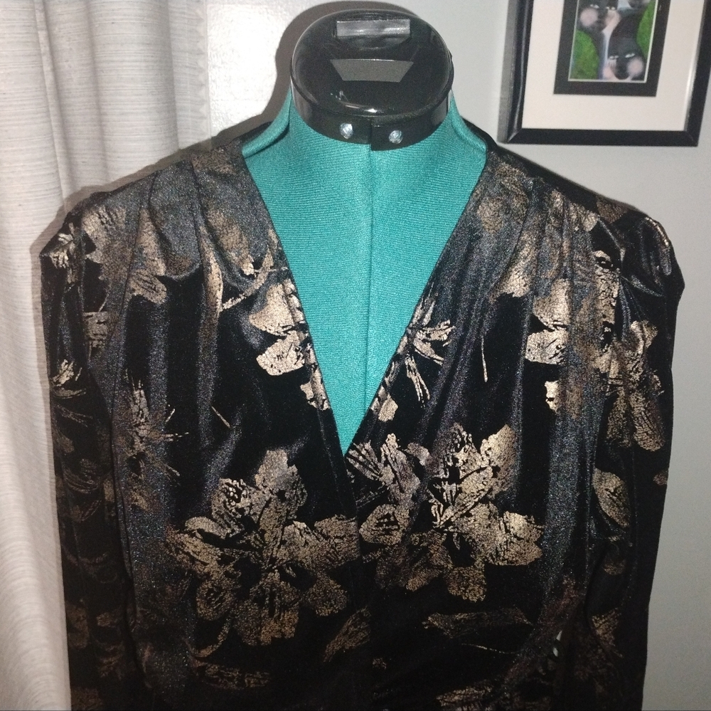 Fraiche by J. Floral Print Velvet Faux Wrap Minidress, Sz XL - Picture 9 of 14